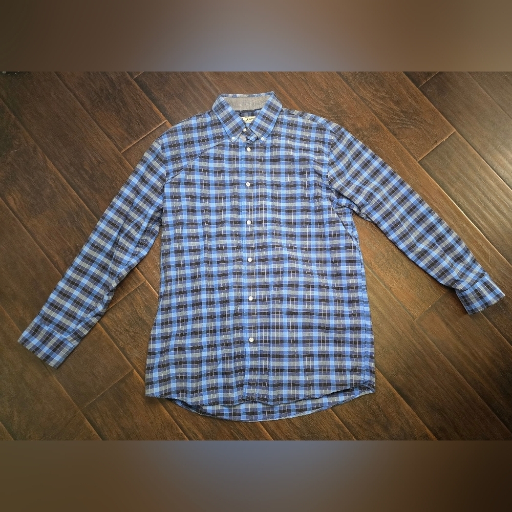 Islandia Mens Collared Button Up Blue Plaid Long Sleeve Top XXL - Picture 11 of 11